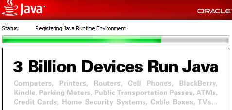 Image of the Java installer that saying "3 Billion Devices Run Java"